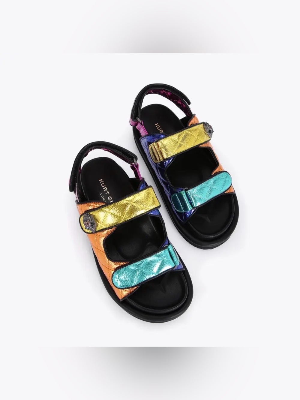 Kurt Geiger Metallic Orange Quilted Sandals with Multi-Color - Picture 3 of 6